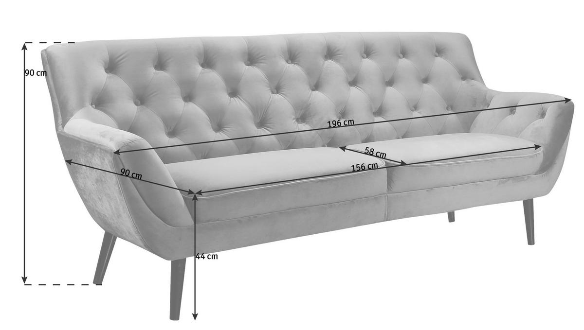 SOFA CHESTERFIELD STOCKHOLM - czarny/szary, Trend, tkanina (196/90/90cm) - Stylife