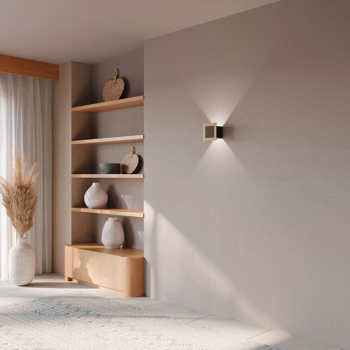 KINKIET LED OBERSTDORF 142691 - kolor dębowy, Natur, kamień/drewno (15/15/15cm)