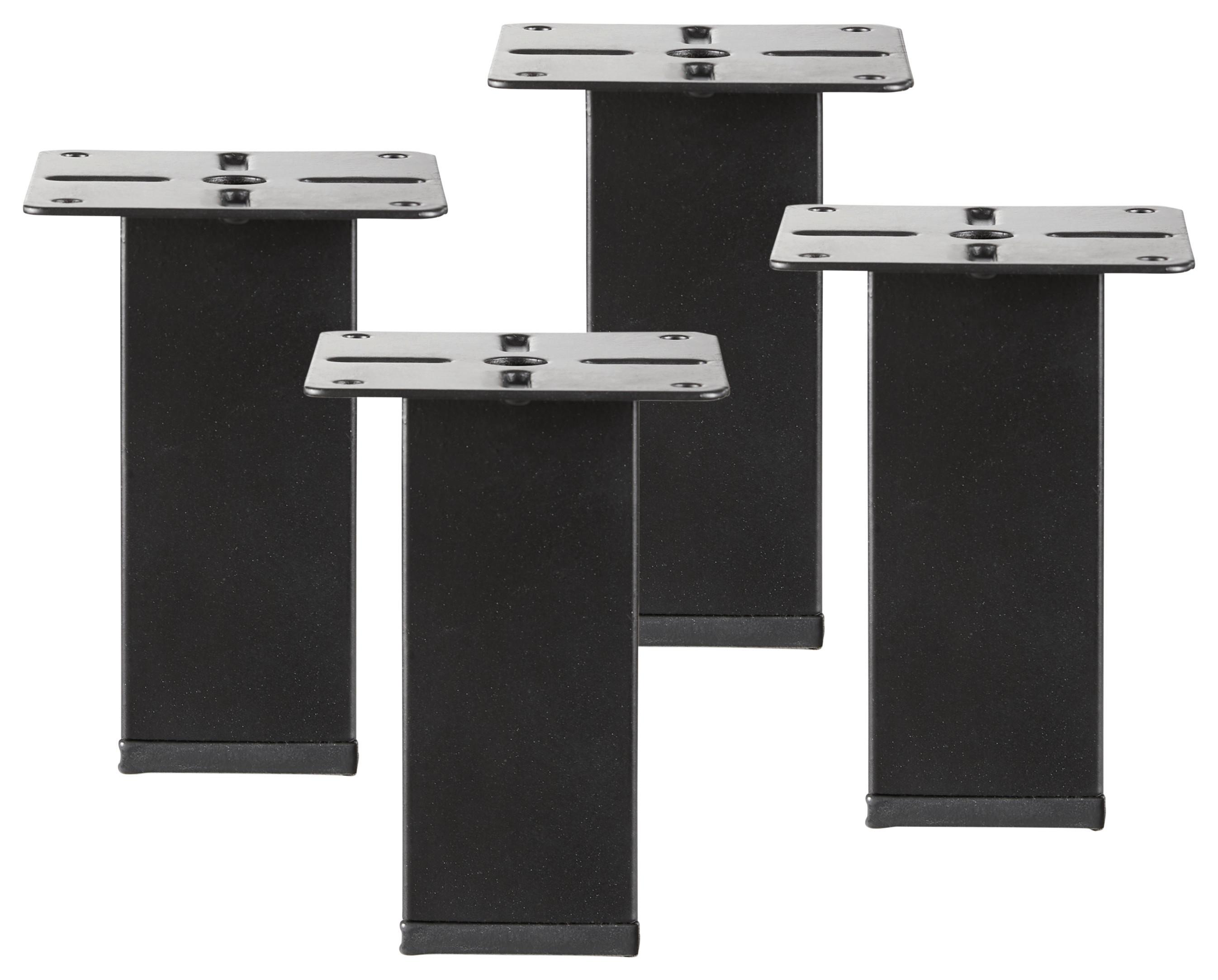 Fußset in Schwarz - Schwarz, MODERN, Metall (4/10/4cm) - Mömax