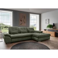 Ecksofa Rigatti Grün Chenille m. Bettkasten - Chromfarben/Grün, MODERN, Textil/Metall (314/184cm) - Livetastic