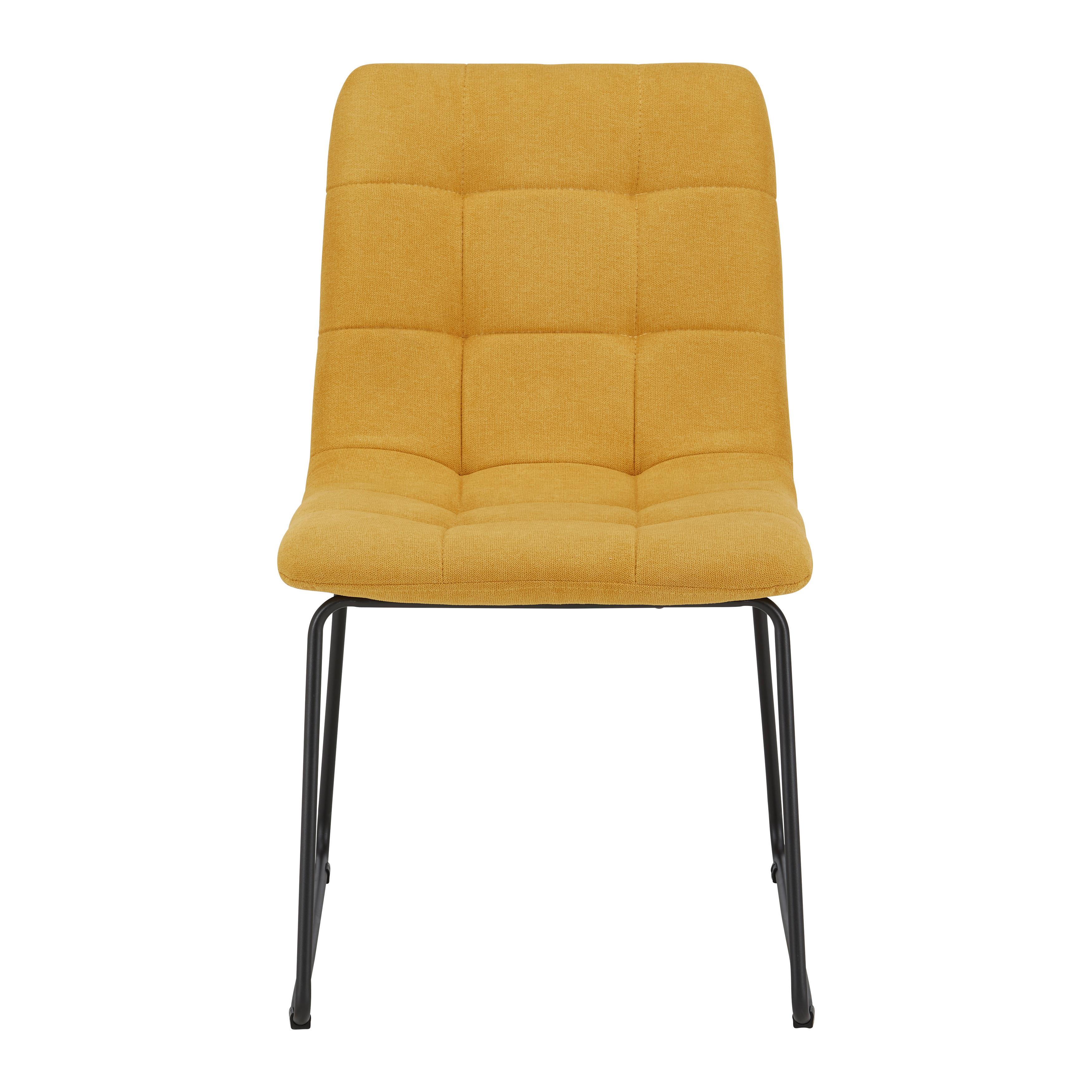 Stuhl "Mia", Webstoff, gelb, Gepolstert - Gelb/Schwarz, MODERN, Textil/Metall (46/82/58cm) - Bessagi Home