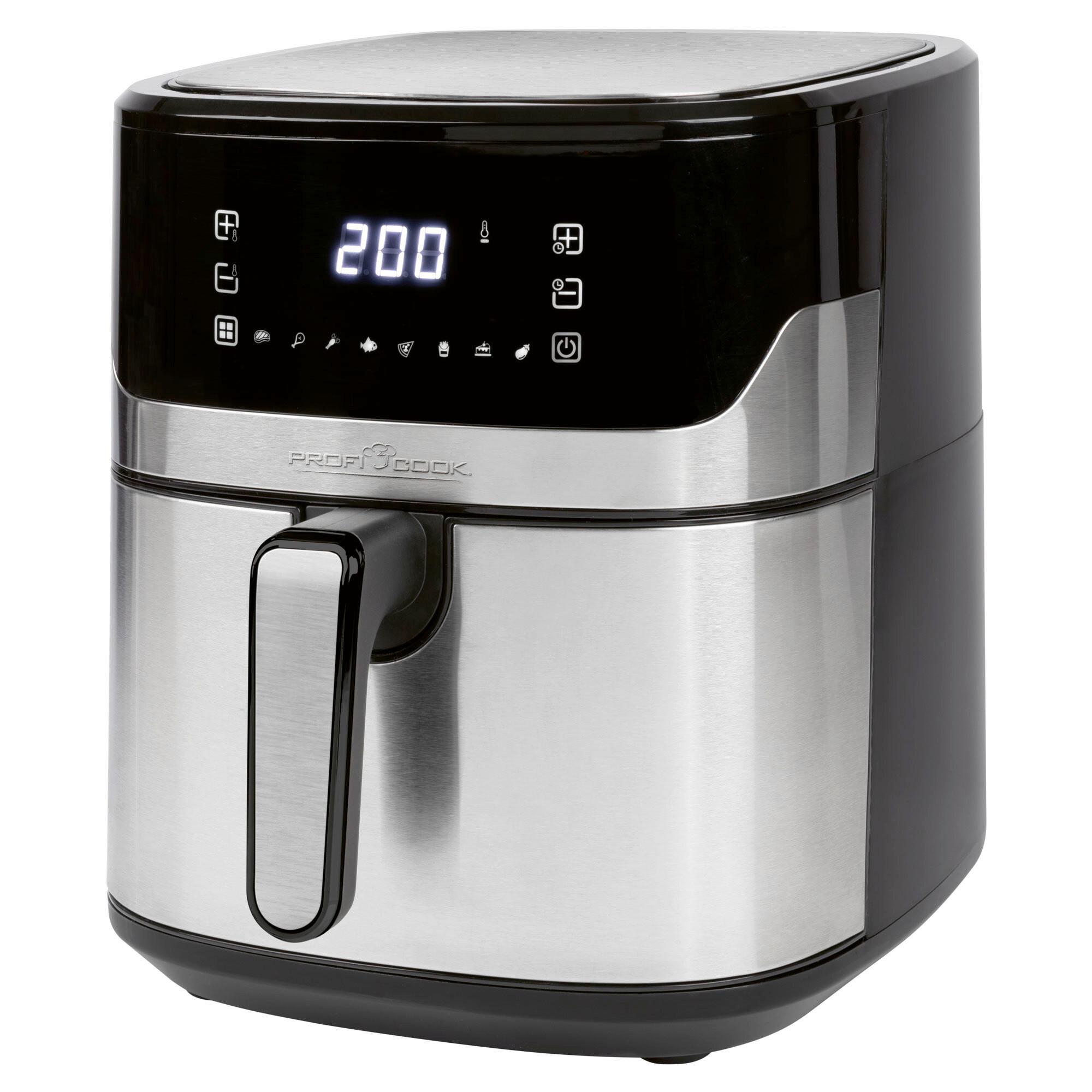 FRYTKOWNICA BEZTŁUSZCZOWA PC-FR 1294 H INOX 6,5L 1600W - kolor stalowy/czarny, Basics, tworzywo sztuczne/metal (27.3/31.7/39.5cm) - Bomann