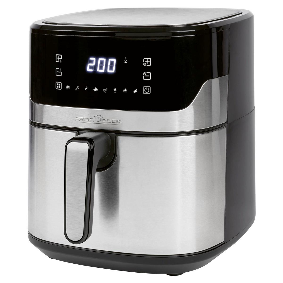 FRYTKOWNICA BEZTŁUSZCZOWA PC-FR 1294 H INOX 6,5L 1600W - kolor stalowy/czarny, Basics, tworzywo sztuczne/metal (27.3/31.7/39.5cm) - Bomann