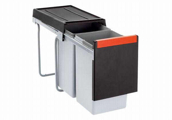 Einbauabfallsammler Cube 30 2 x 15 Liter - Grau, Kunststoff (25,3/43,3/46,7cm) - Franke