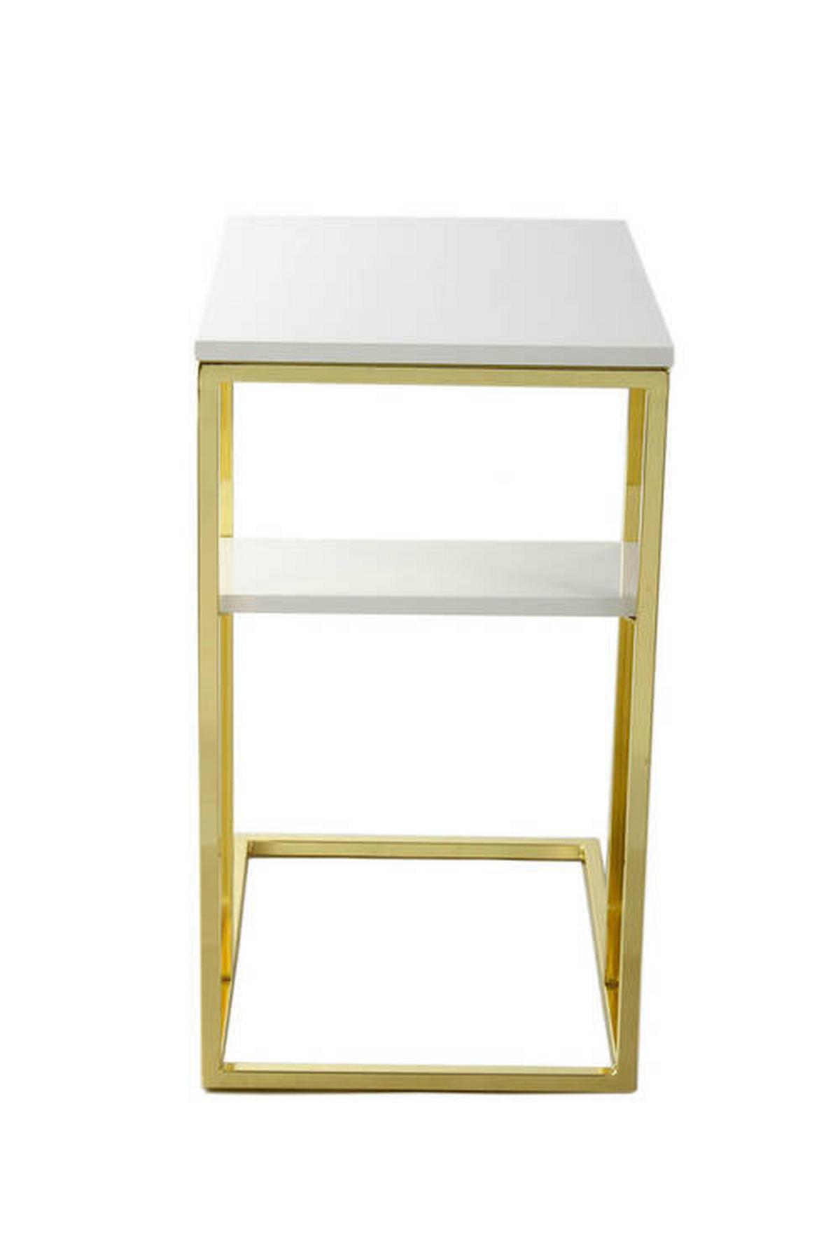 BEISTELLTISCH 7SR5F-GLD - Weiss/Goldfarben, Modern, Metall (48/35/62cm) - Kayoom
