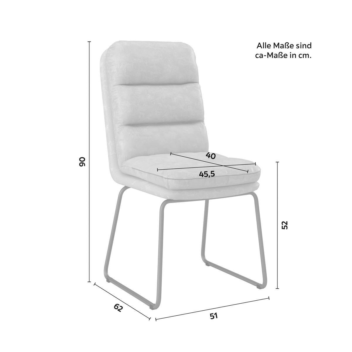 Stuhl Kona Hellgrau Webstoff Gepolstert - Dunkelgrau/Hellgrau, MODERN, Holz/Textil (51/90/62cm) - Bessagi Home