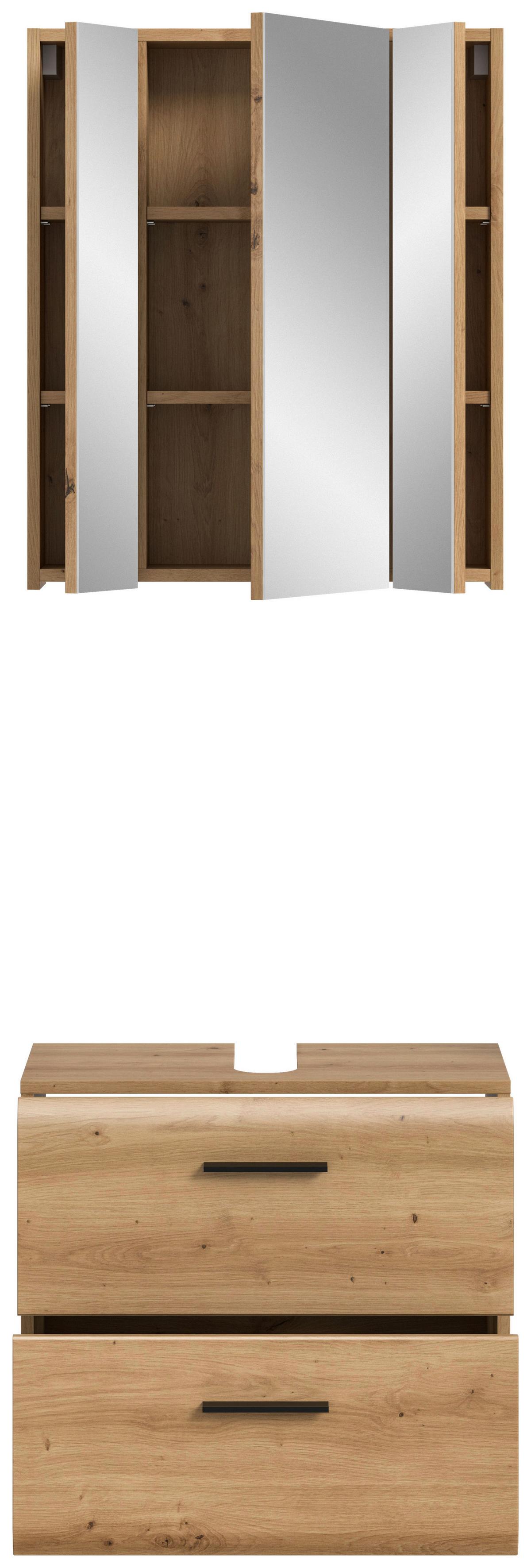 BADEZIMMER ICE - Schwarz/Eiche Artisan, Basics, Holzwerkstoff (60cm) - MID.YOU