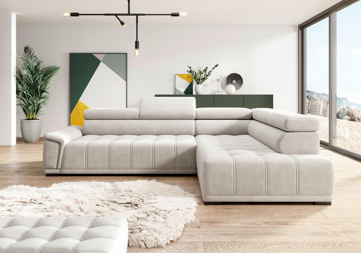 Kutna Garnitura Gremio - sivo-bijela/crna, Moderno, tekstil/plastika (283/106cm) - Modern Living