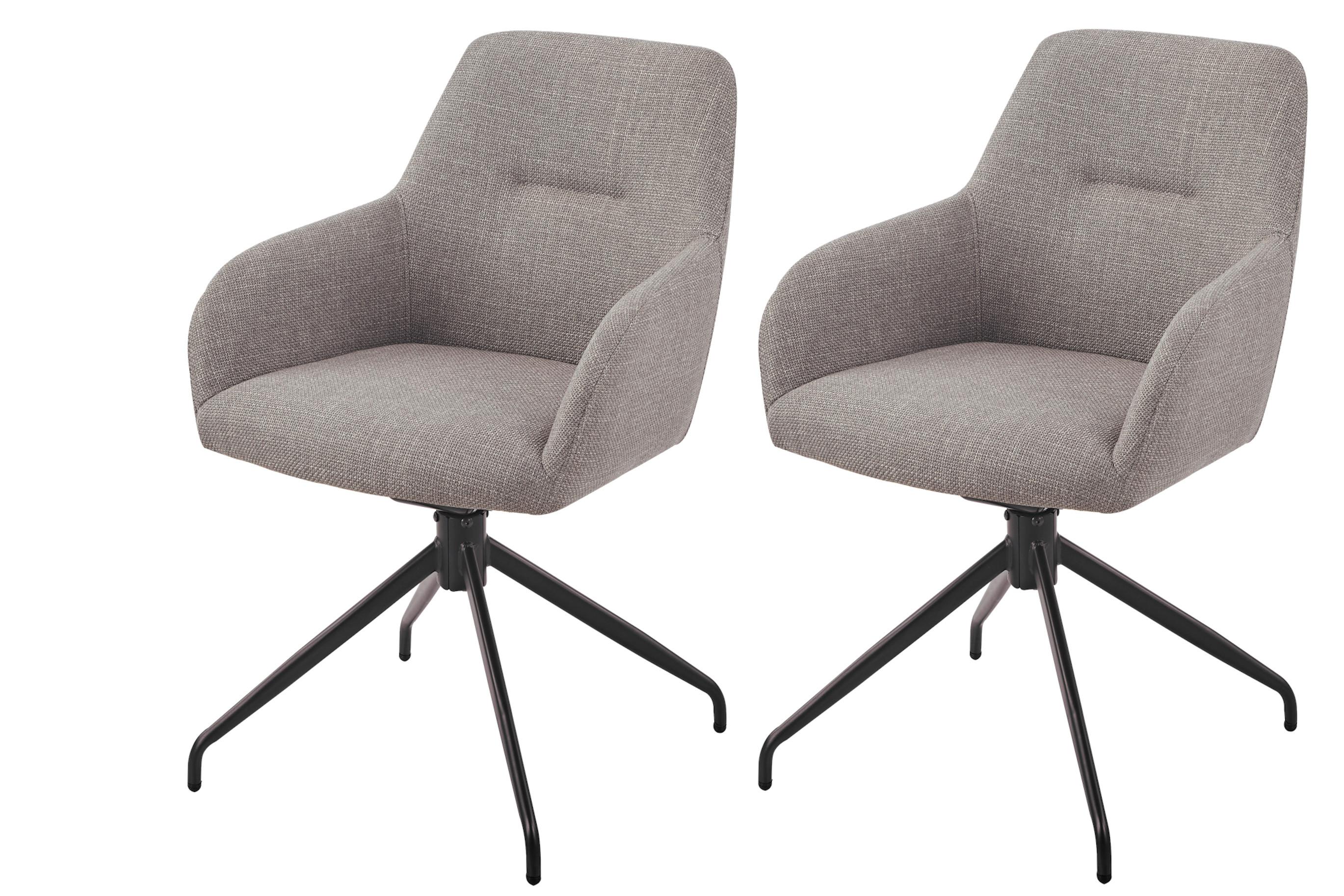 ARMLEHNSTUHL-SET TRIEST S 2ER-SET - Schlammfarben/Schwarz, MODERN, Textil/Metall (56/83/60cm) - MID.YOU