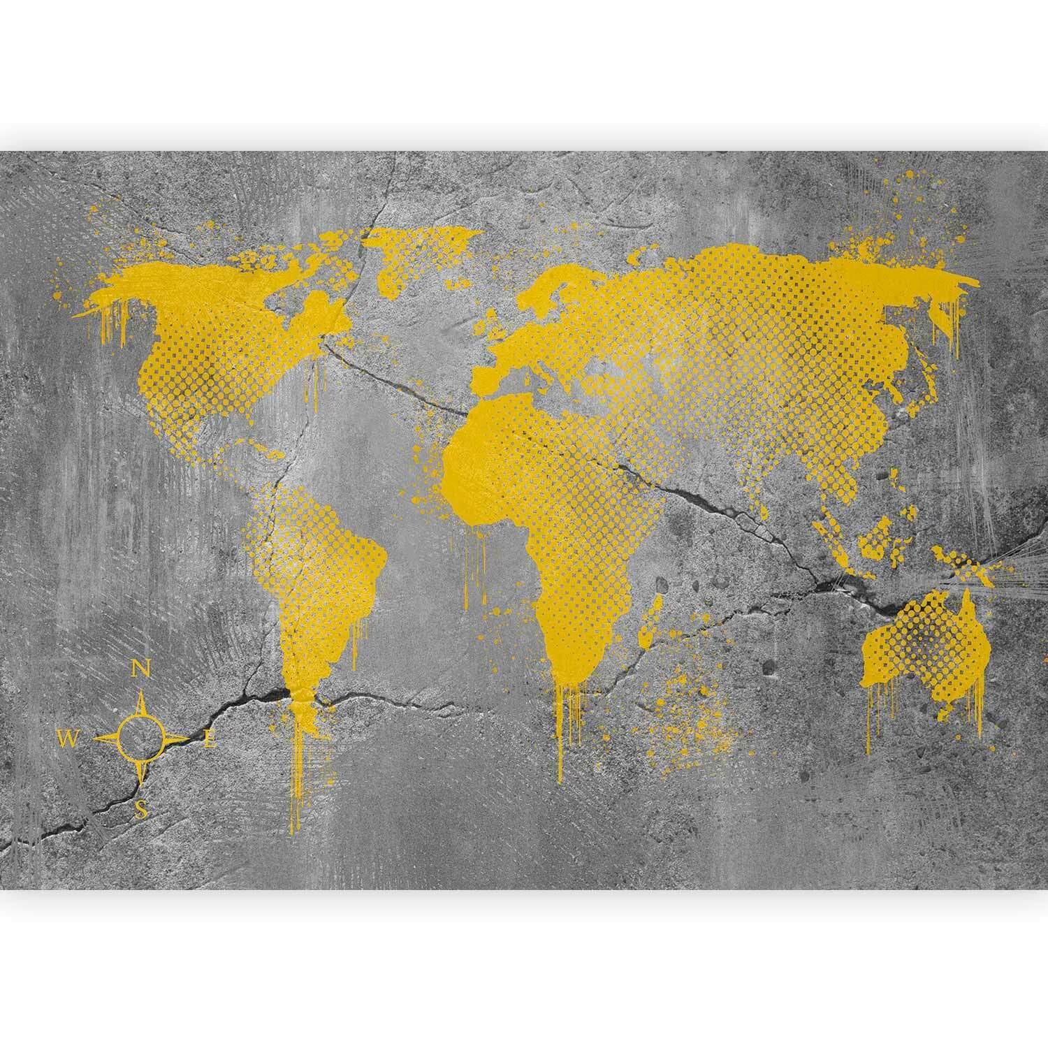 Fototapeta Painted World, 300x210cm - rumena/siva, Trendi, tekstil (300/210cm) - artgeist