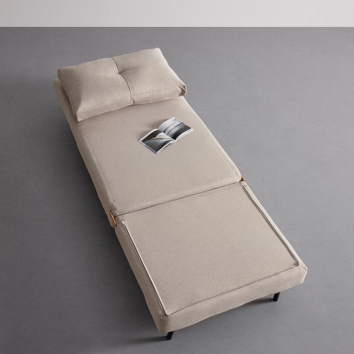Schlafsessel Malic Beige Webstoff - Eichefarben/Beige, Modern, Textil/Metall (80/84/90cm) - Bessagi Home