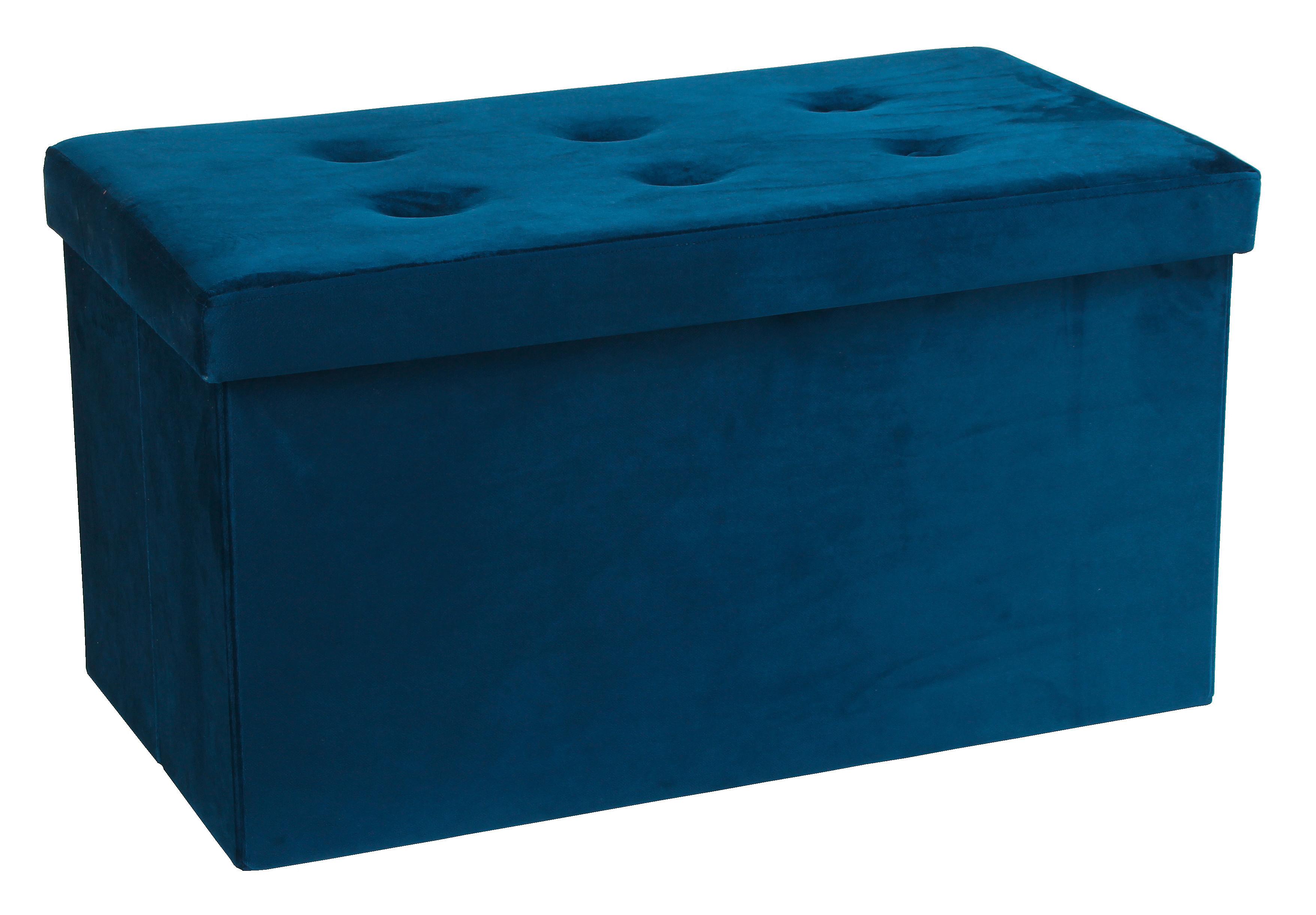 Zaboj Za Sedenje Velvet, Modra, Žamet - modra, Moderno, tekstil (70/38/38cm) - MID.YOU