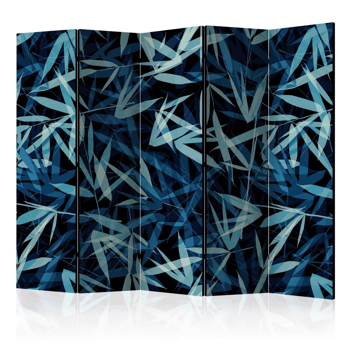 Paravan Wild Nature At Night I, 5-Delni, Dvostranski - modra/meta zelena, Basics, tekstil/les (225/172/3cm) - artgeist