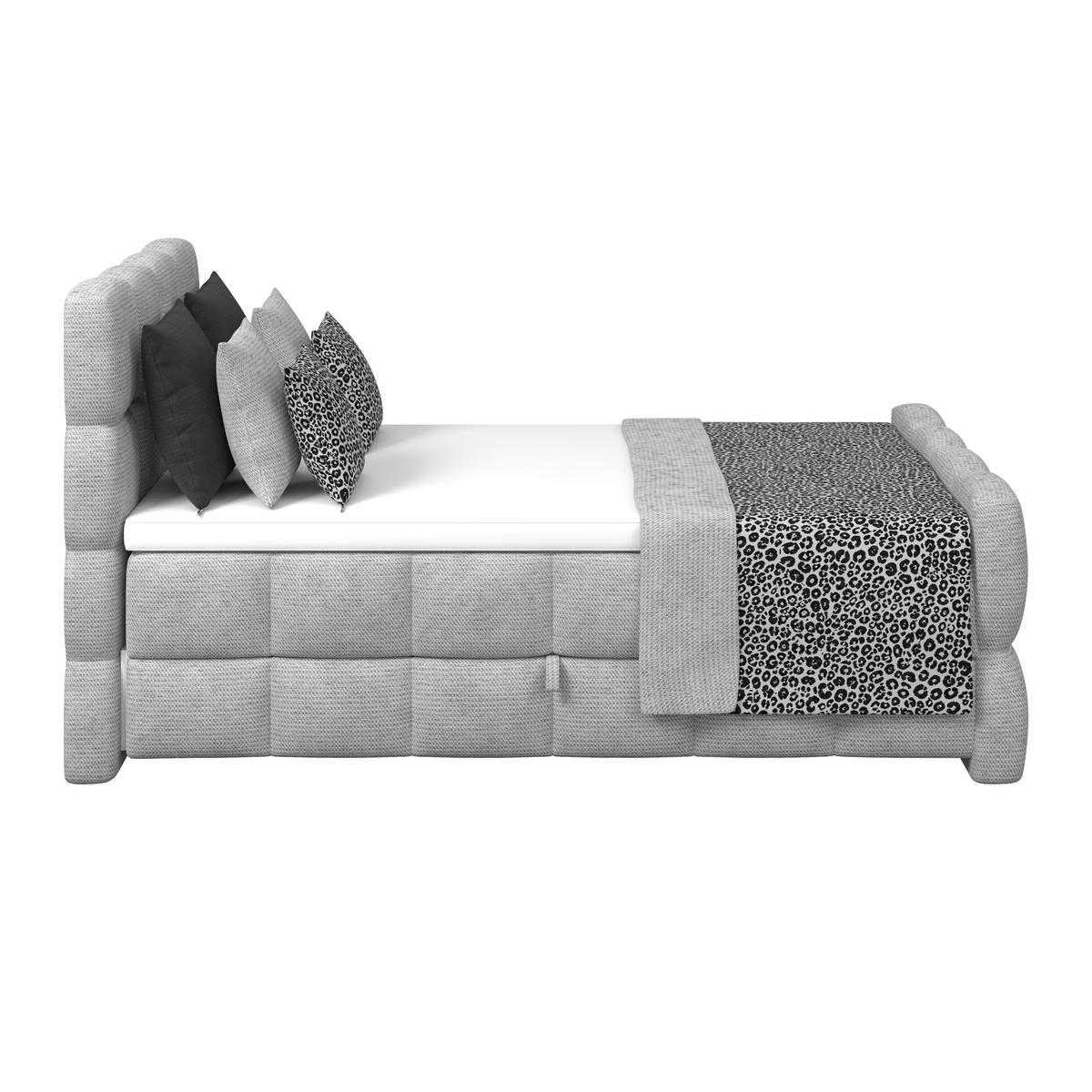 Postelja Boxspring Brisbane, Svetlo Siva, 140x220 - črna/svetlo siva, Trend, kovina/umetna masa (140/220cm) - Premium Living