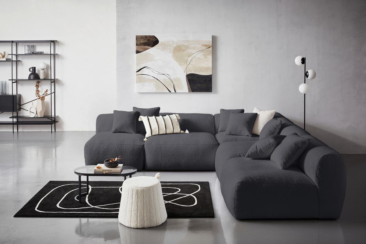 Modul Sofaelement Bloom Dunkelgrau - Dunkelgrau, Trend, Textil (85/70/122cm) - Livetastic
