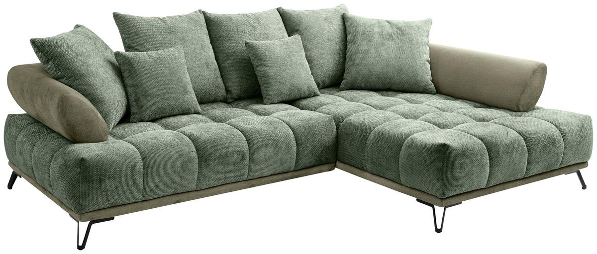 Ugaona Garnitura Largo N - zelena/crna, Moderno, tekstil/metal (262/184cm) - Modern Living