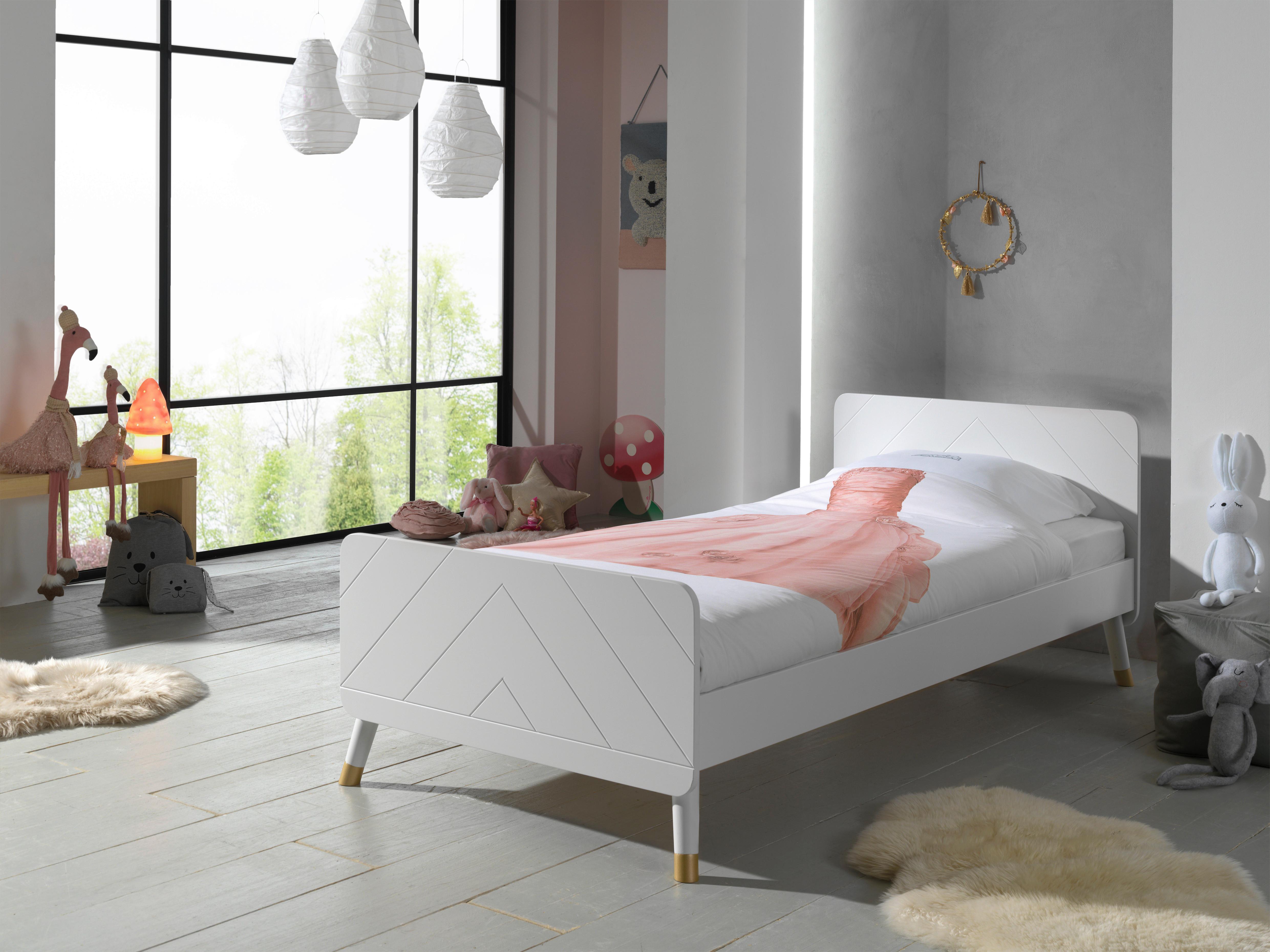 Bett Billy ca. 90x200 cm Satin Weiß - Weiß, KONVENTIONELL, Holzwerkstoff (90/200cm) - Vipack