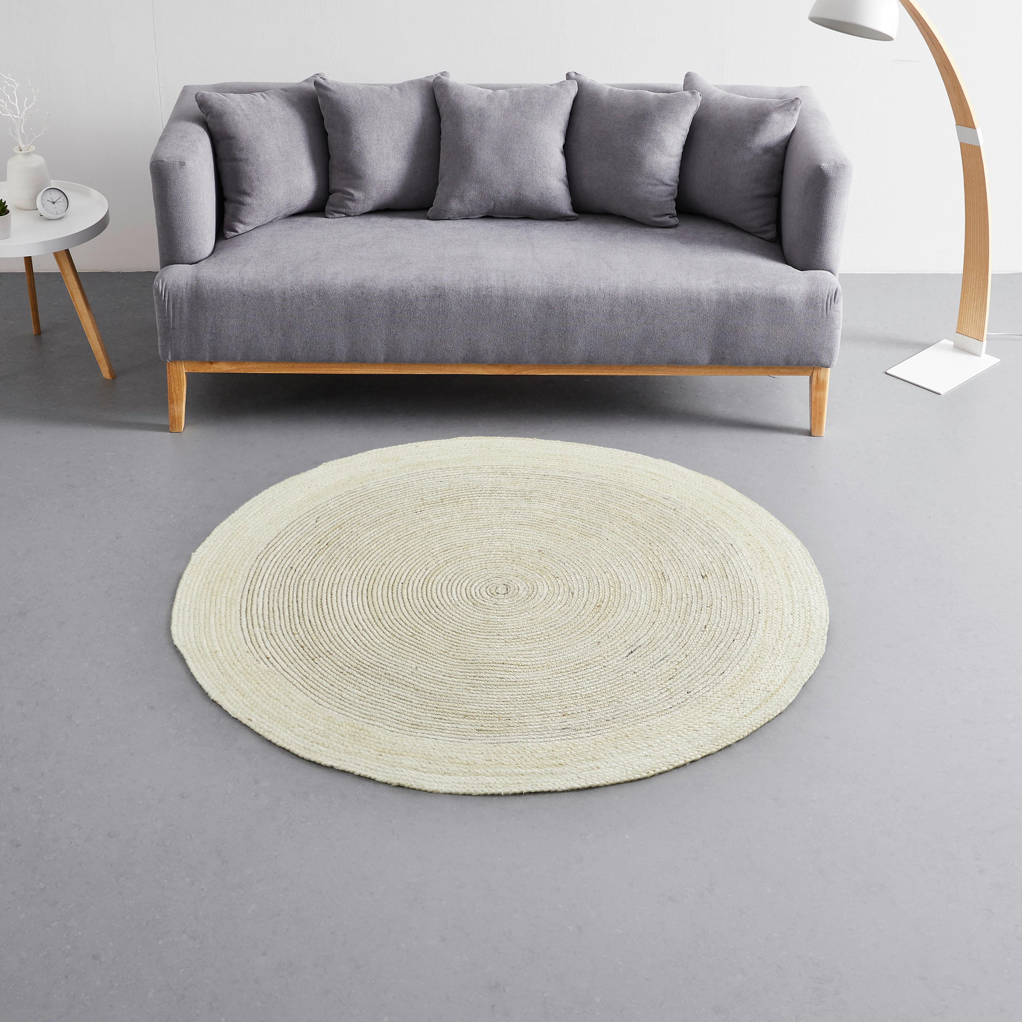 Teppich Kiara in Weiß/Grau Ø ca. 160cm - Weiß, MODERN, Textil (160cm)