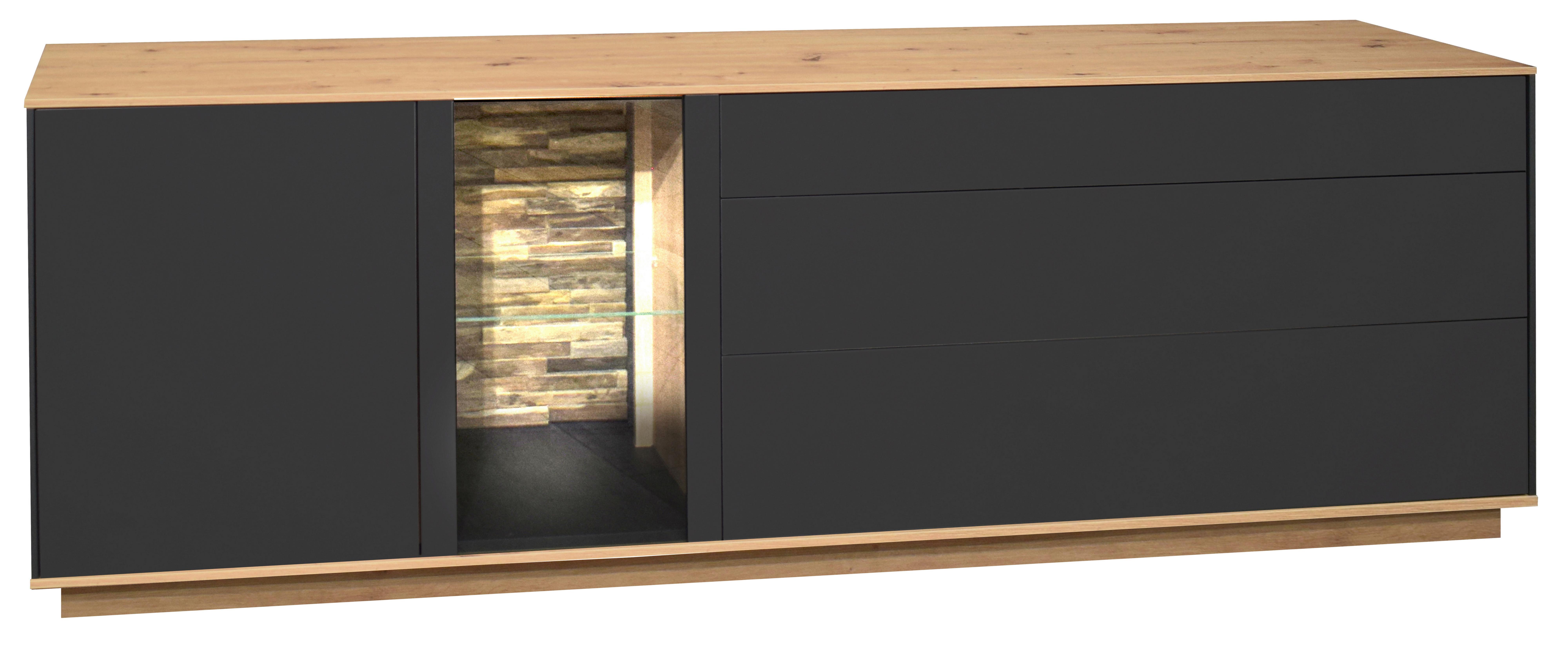 TV-Element Halvar Anthrazit/Eiche Artisan - Anthrazit/Eiche Artisan, MODERN, Glas/Holz (207/71/42cm) - Premium Living
