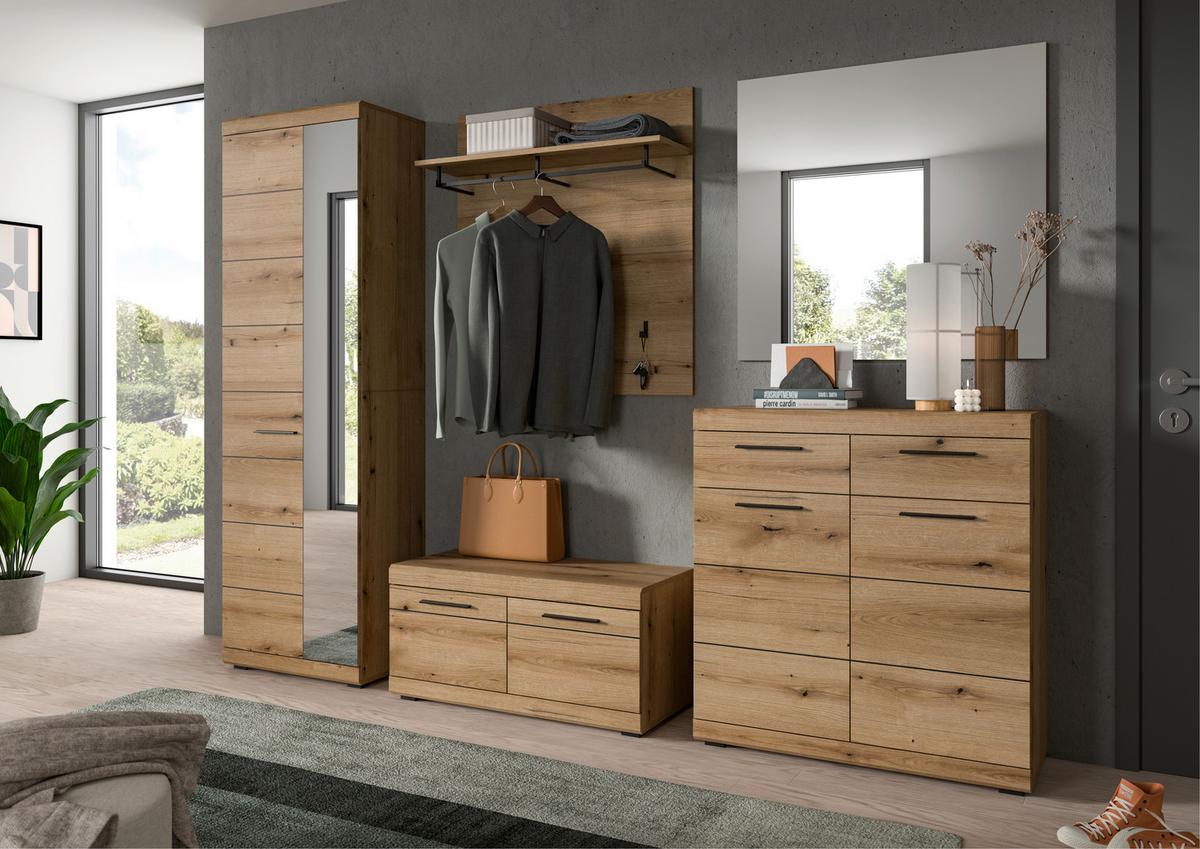 Wandspiegel Eiche dunkel - Eiche dunkel, Design, Holzwerkstoff (90/87/2cm) - Livetastic