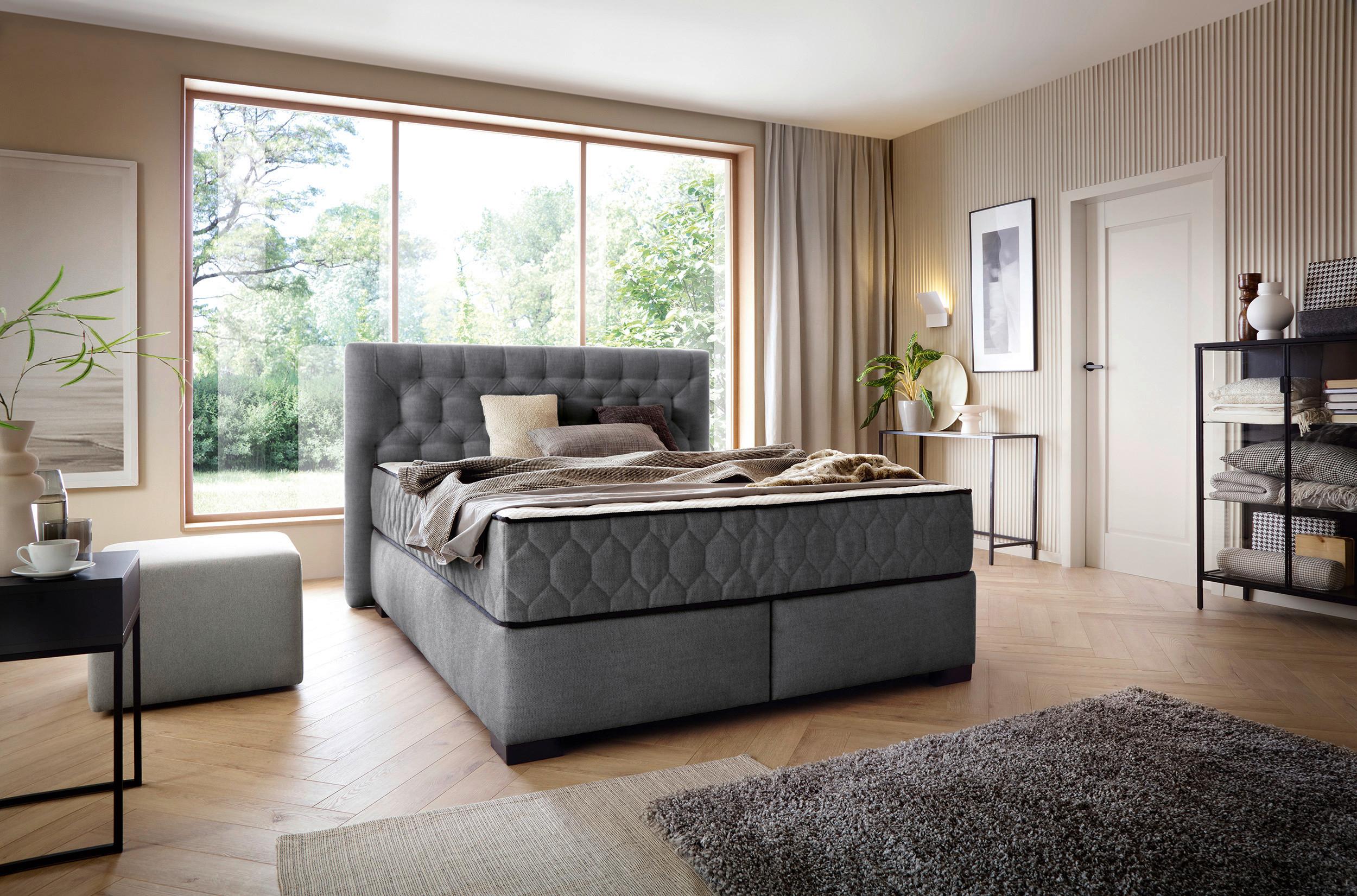 Boxspring Krevet Prestige - tamno siva, Moderno, plastika (180/200cm) - Premium Living