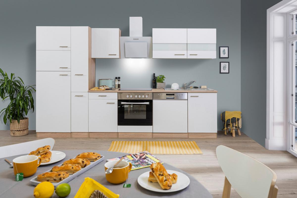 Küchenblock Economy Weiß/Eiche B: ca. 310 cm - Eichefarben/Weiß, Basics, Holzwerkstoff (310cm) - Respekta
