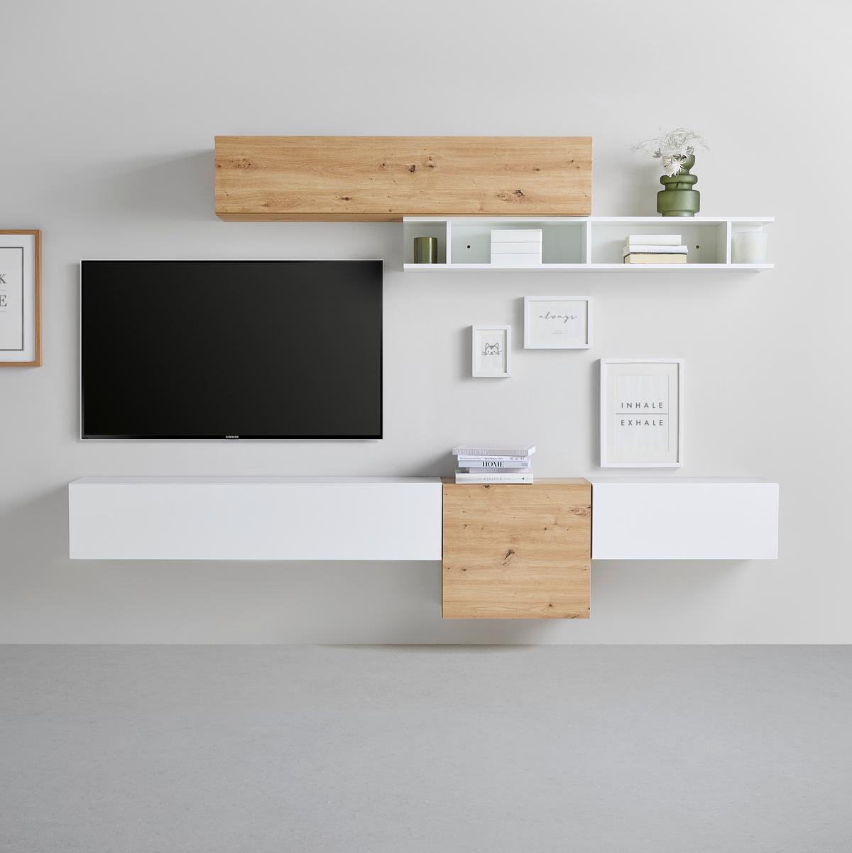 Wandregal Bani in Weiß Hochglanz - Weiß Hochglanz, MODERN, Holzwerkstoff (138/19/21cm) - Mömax