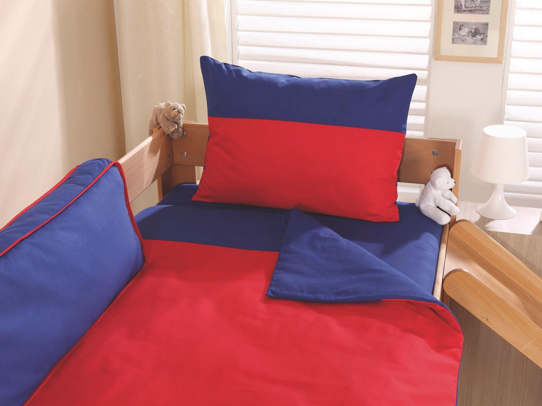 KINDERBETTWÄSCHE BETTWÄSCHE 2-TEILIG - Blau/Rot, Design, Textil