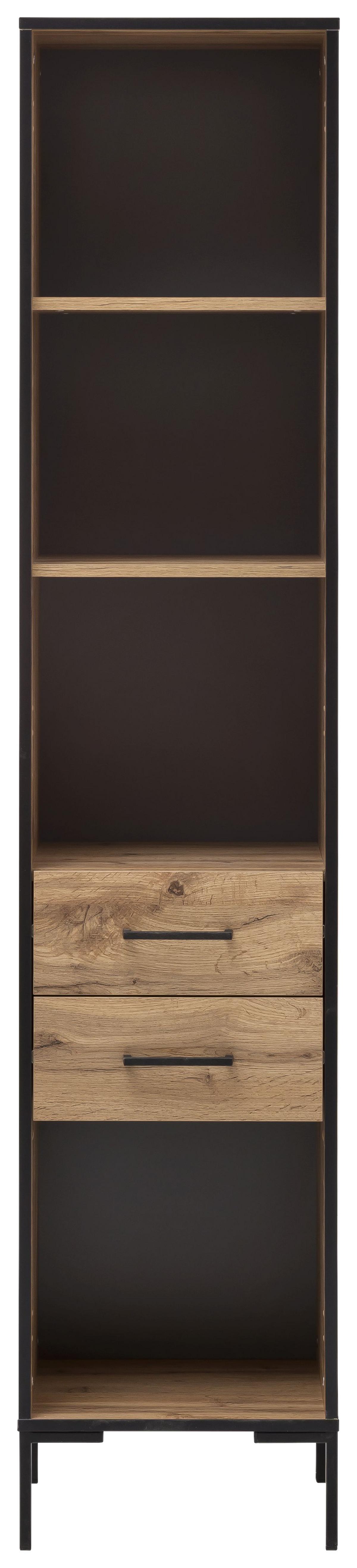 Standregal "Serie 2000" , eiche - Eichefarben/Schwarz, KONVENTIONELL, Holzwerkstoff/Metall (40,2/194,2/39cm) - MID.YOU