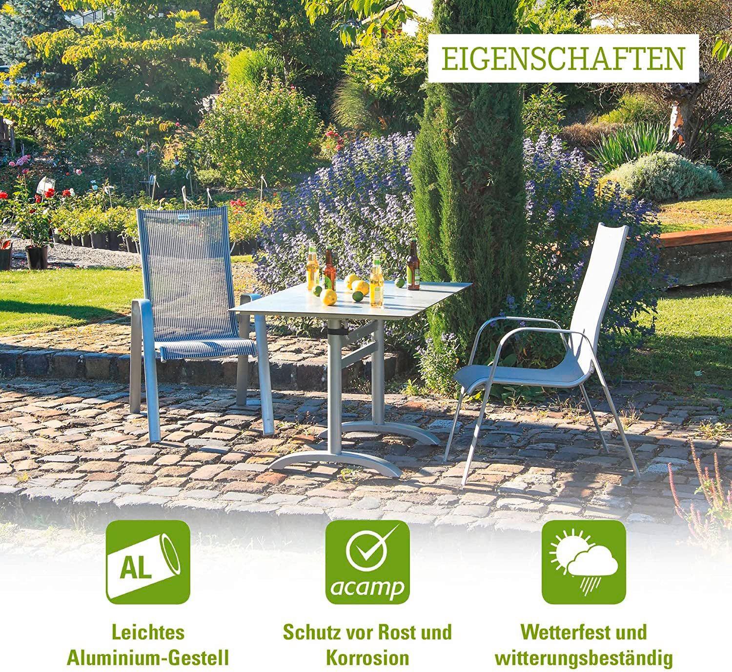 Gartentisch klappbar Acaplan Metall/Holzwerkstoff L: 120 cm - Anthrazit/Grau, Basics, Holzwerkstoff/Metall (120/80/72cm) - Gardenson