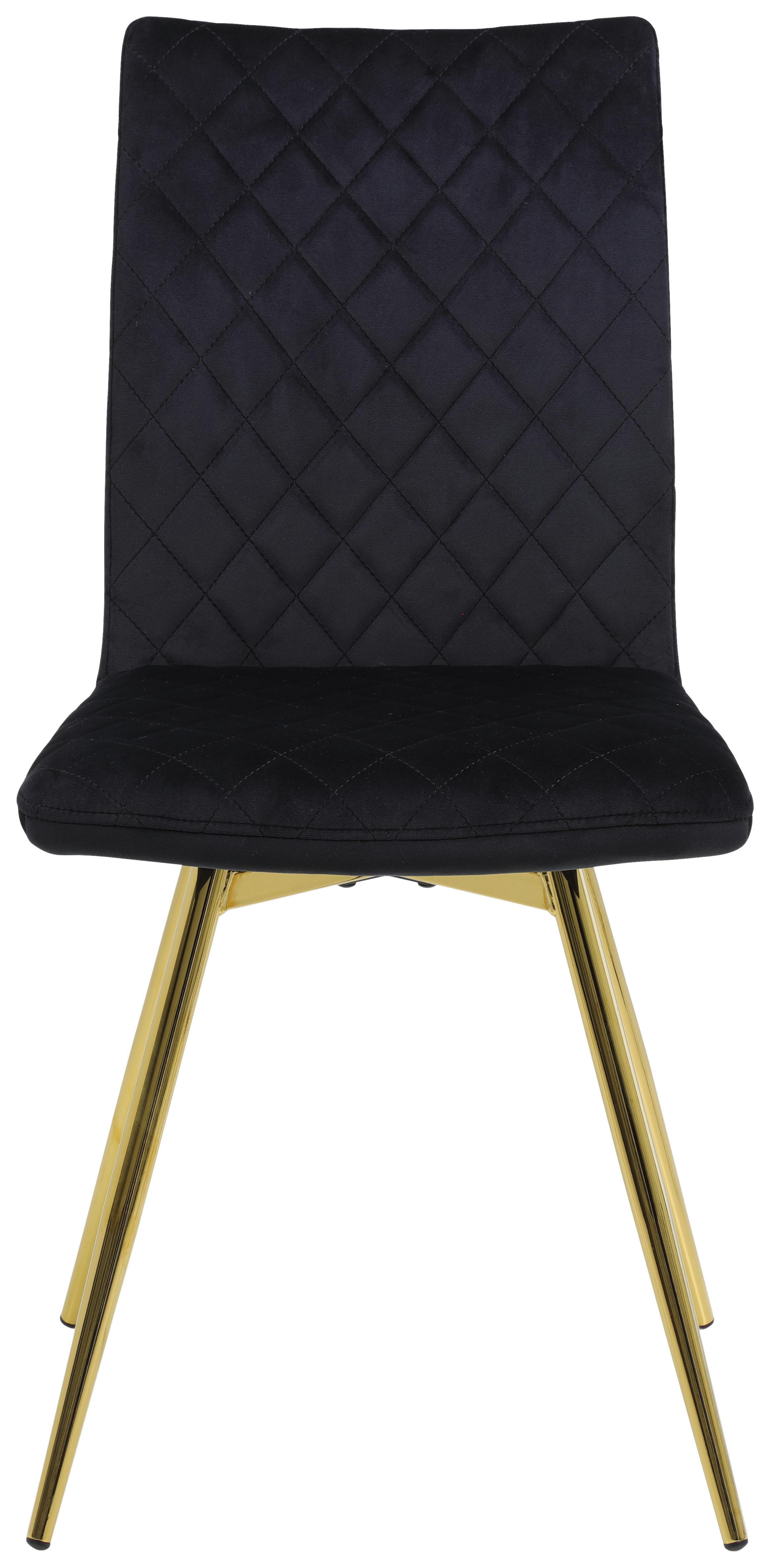 Stol Selena S, Črna, Zlata, Žamet - zlate barve/črna, Konvencionalno, kovina/tekstil (45/90/57cm) - Mömax