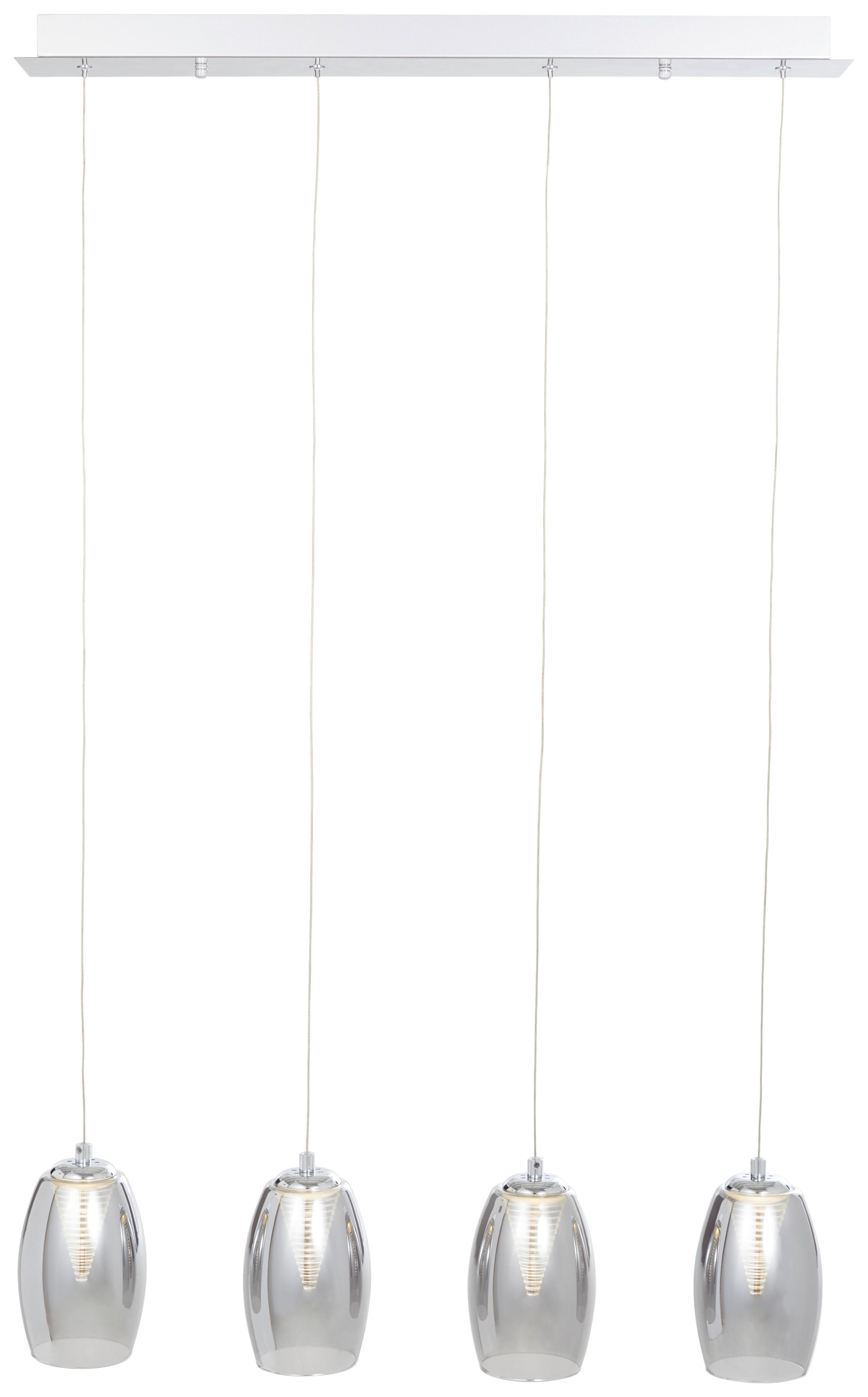 LED-Hängeleuchte Metropolis in Grau/Chromfarben max.5 Watt - Chromfarben/Grau, Design, Glas/Metall (72/12/121cm) - Brilliant