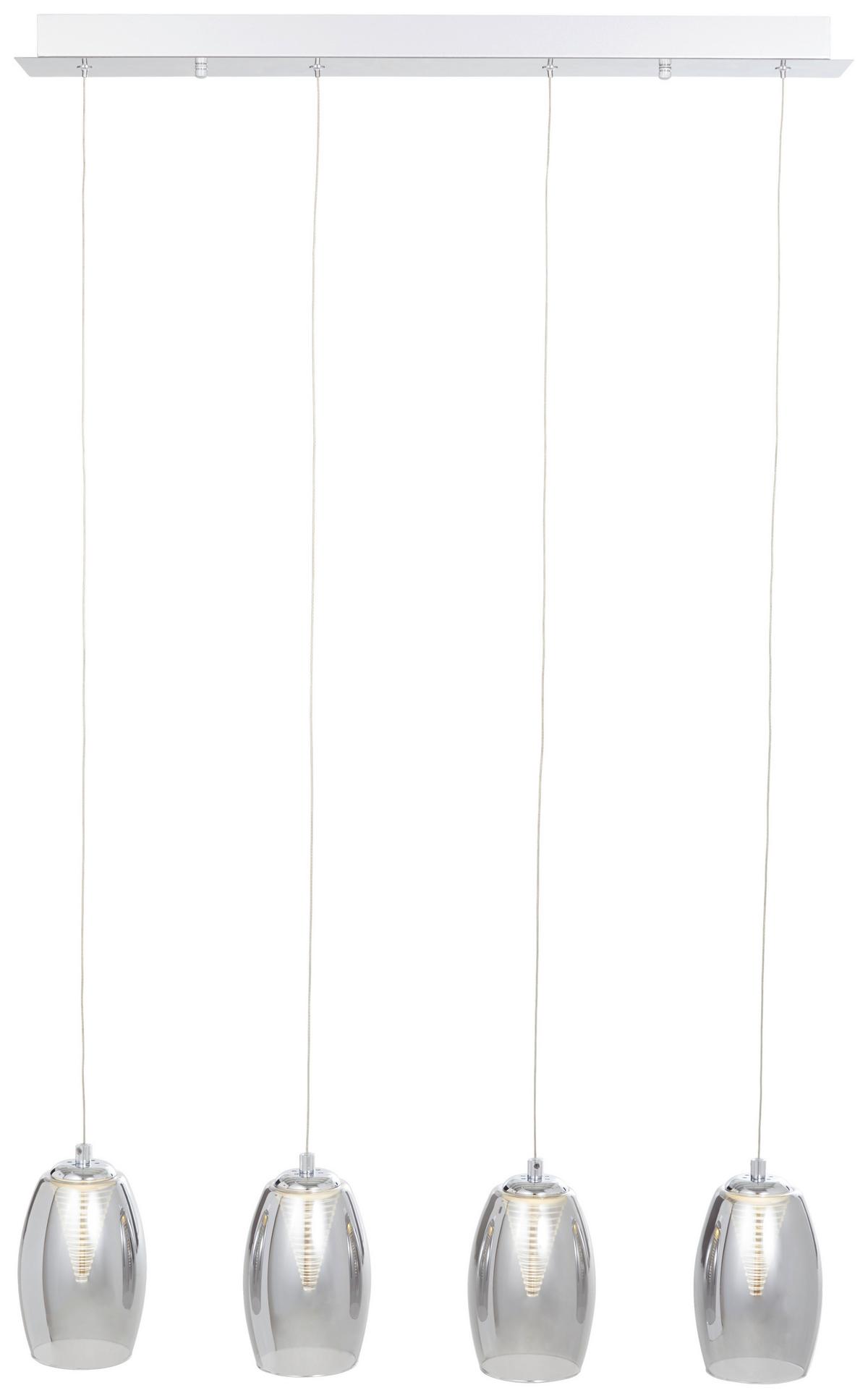 LED-Hängeleuchte Metropolis in Grau/Chromfarben max.5 Watt - Chromfarben/Grau, Design, Glas/Metall (72/12/121cm) - Brilliant