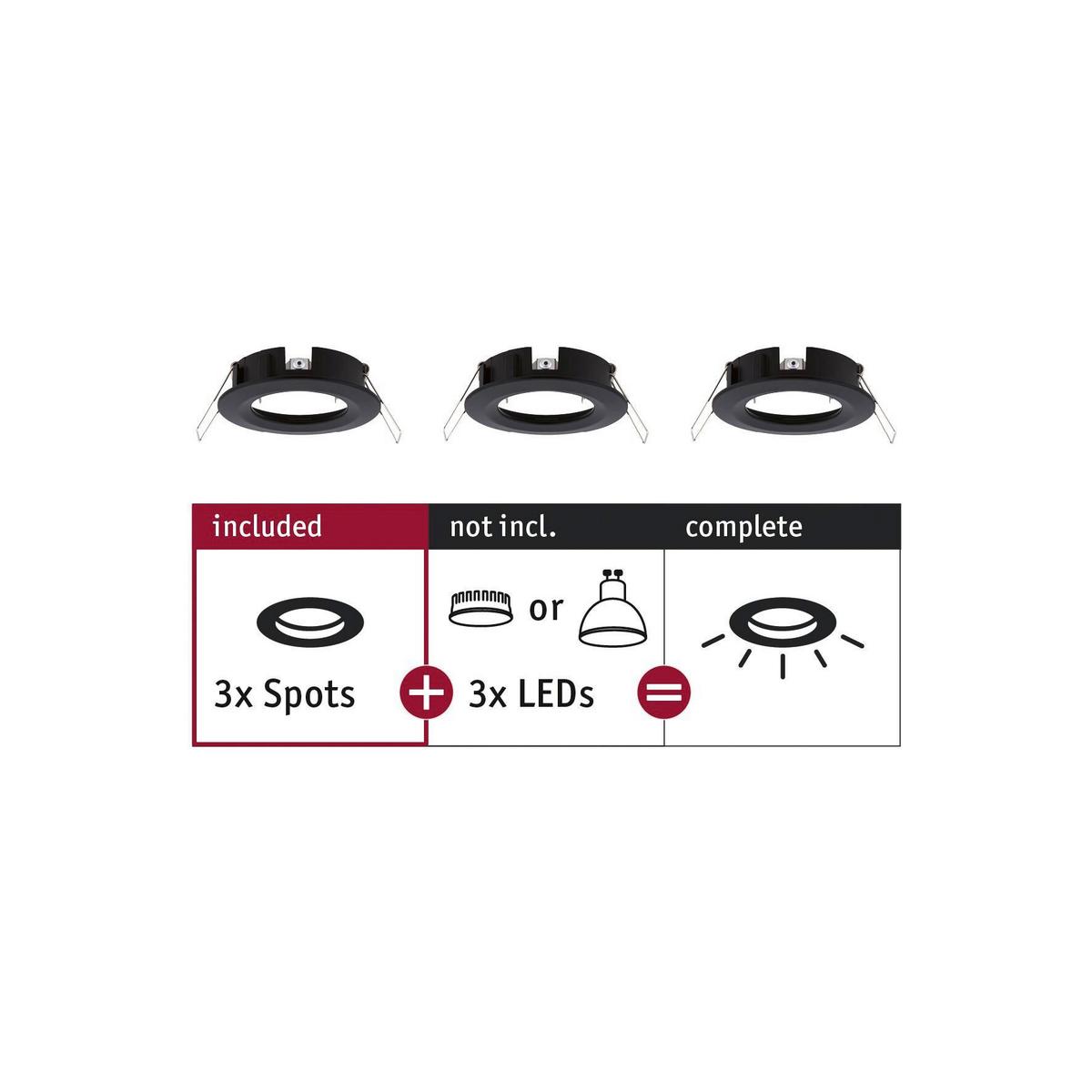 Deckenleuchte Choose! Spot Set in Schwarz/Alufarben max. 10 W - Schwarz/Alufarben, Basics, Metall (8,4cm) - Paulmann
