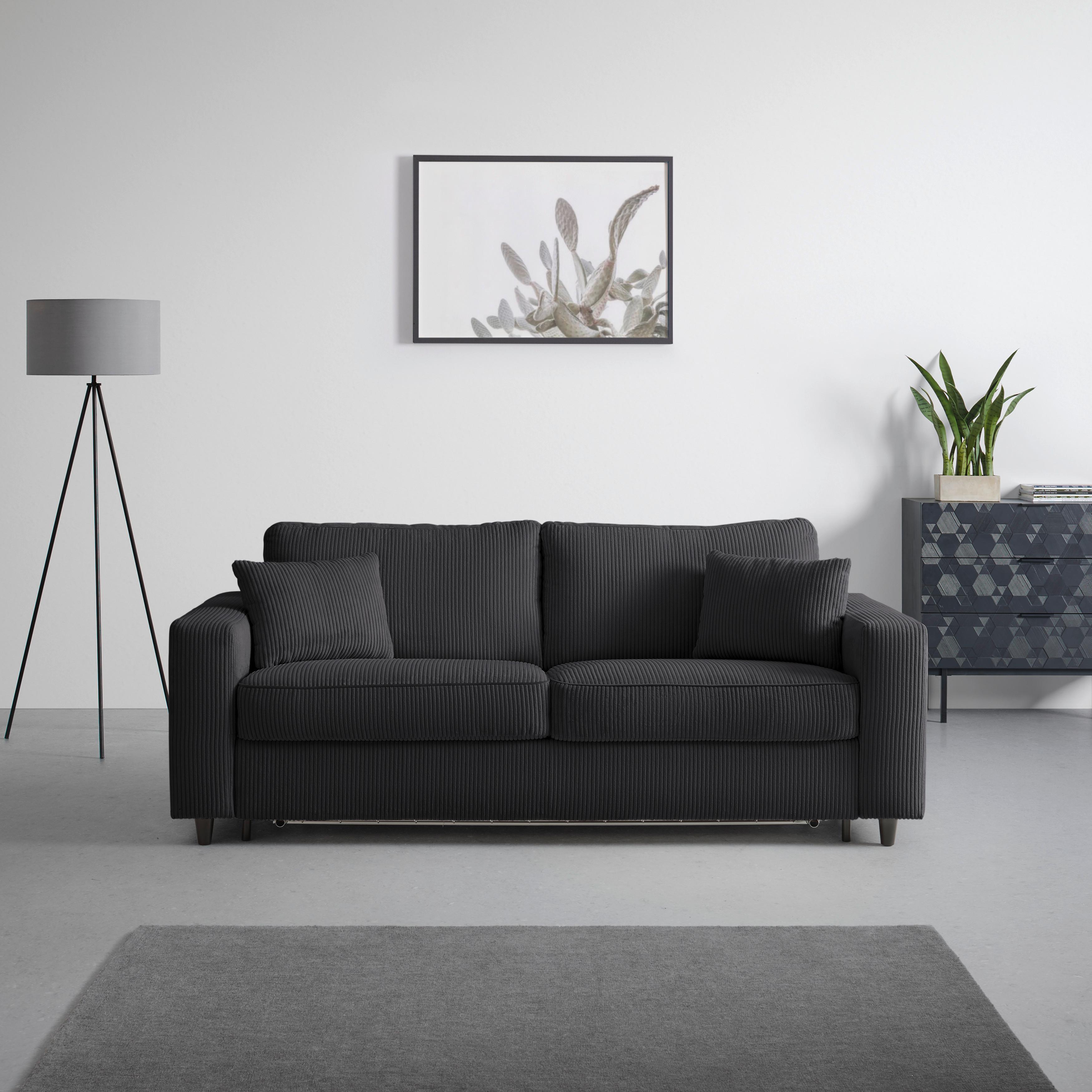 Schlafsofa Agneta Schwarz - Schwarz, MODERN, Holz/Textil (200/83/97cm) - Premium Living