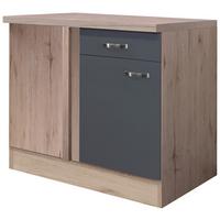 Kotna Spodnja Omarica Shadow, Siva, Barva Hrasta - barve nerjavečega jekla/temno siva, Moderno, kovina/leseni material (110/85/60cm)