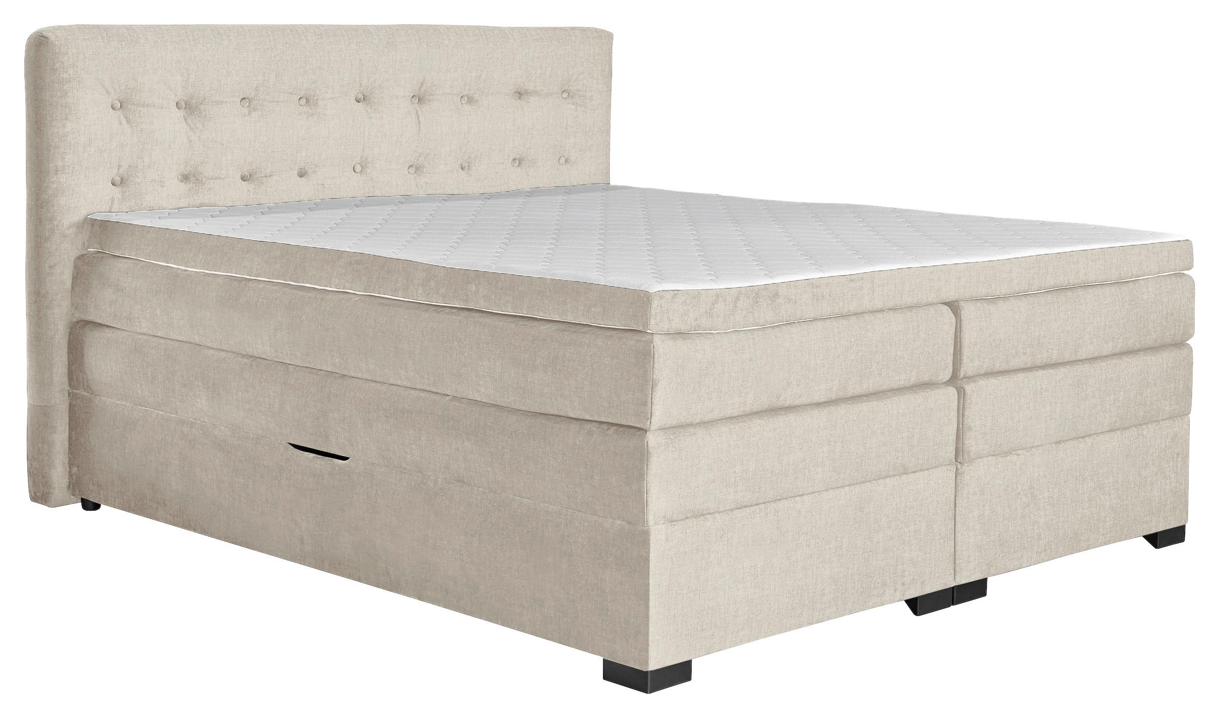 Boxspringbett Madeira in Creme ca. 200x200cm - Creme, KONVENTIONELL, Textil (200/200cm) - Premium Living