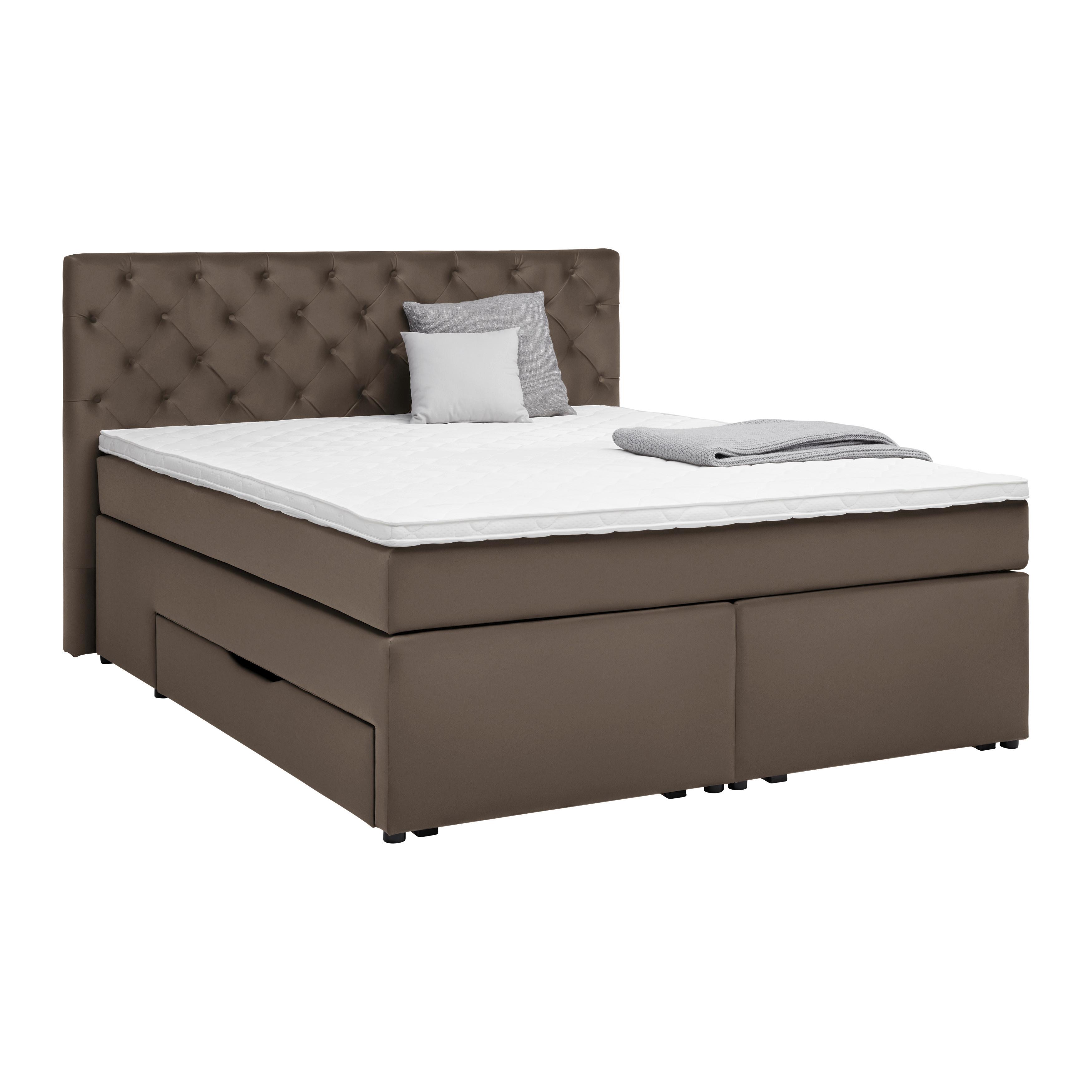 Boxspringbett Chester Dunkelbraun ca. 160x200cm - Dunkelbraun/Schwarz, Holzwerkstoff/Kunststoff (160/200cm) - Mömax