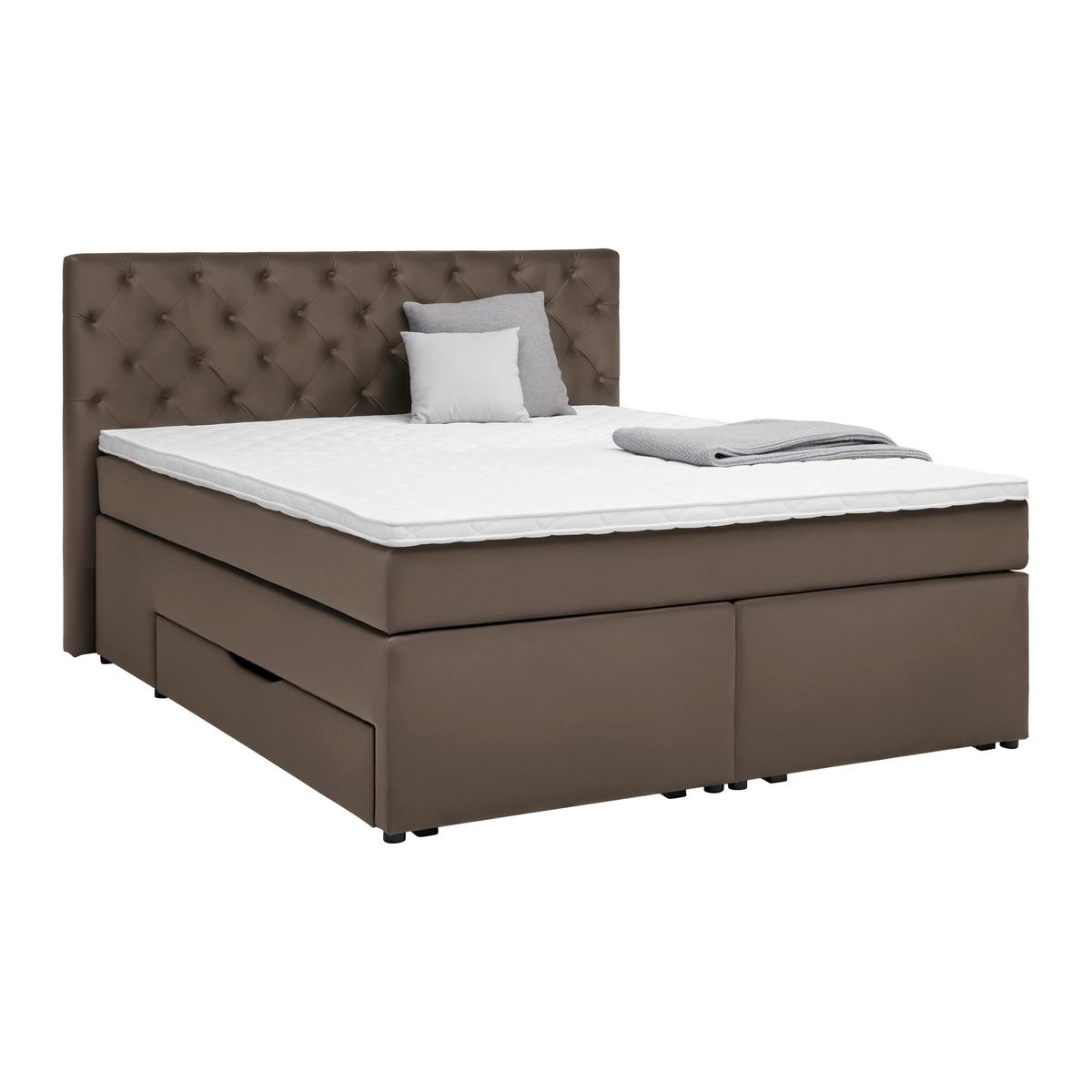 Boxspringbett Chester Dunkelbraun max. 180x200cm - Dunkelbraun/Schwarz, Holzwerkstoff/Kunststoff (180/200cm) - Mömax