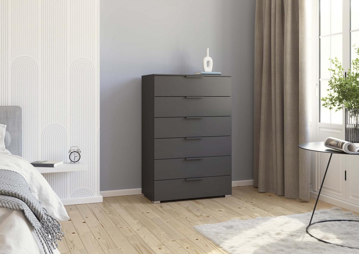 Komoda Paola, Barva Grafita - barve aluminija/barve grafita, Trend, kovina/leseni material (80/119/42cm) - Novel