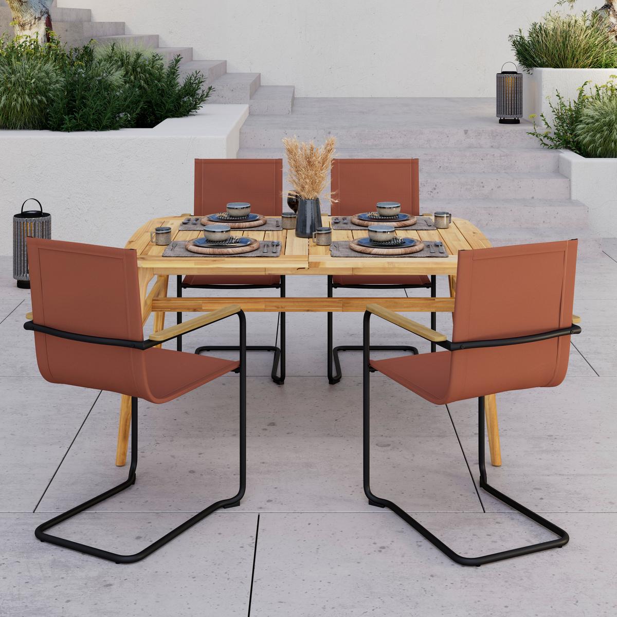 Gartensessel-Set 2-er Daisy Cotta aus Textilene/Metall - Rot/Schwarz, MODERN, Holz/Textil (55,5/95/55cm) - Bessagi Garden