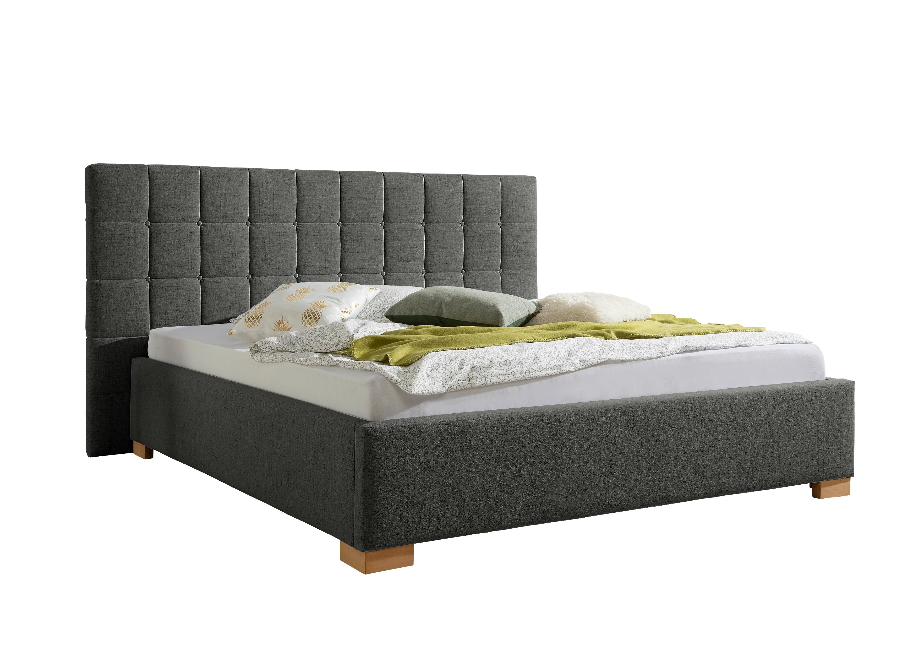 Polsterbett Cueno Anthrazit ca. 160x200 cm - Anthrazit/Naturfarben, MODERN, Holz/Textil (160/200cm) - Livetastic