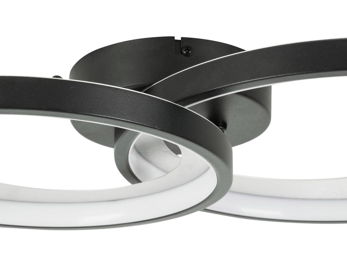 LAMPA SUFITOWA LED RING *SBN* - kolor srebrny/czarny, Design, tworzywo sztuczne/metal (55/35/8,5cm) - Novel