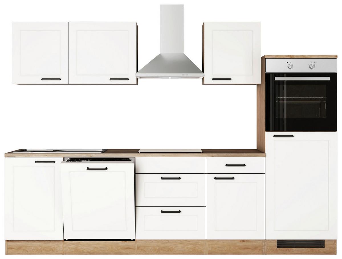 Kuhinjski Blok Z Aparati Julia, Bela, Barva Hrasta - črna/barve hrasta, Basics, kovina/leseni material (280cm) - FlexWell