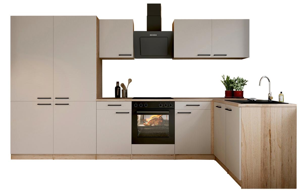 Eckküche Merle m. Geräten ca. 340x172cm Kaschmir - Kaschmir/Eichefarben, Trend, Holzwerkstoff/Metall (340/172cm) - Respekta