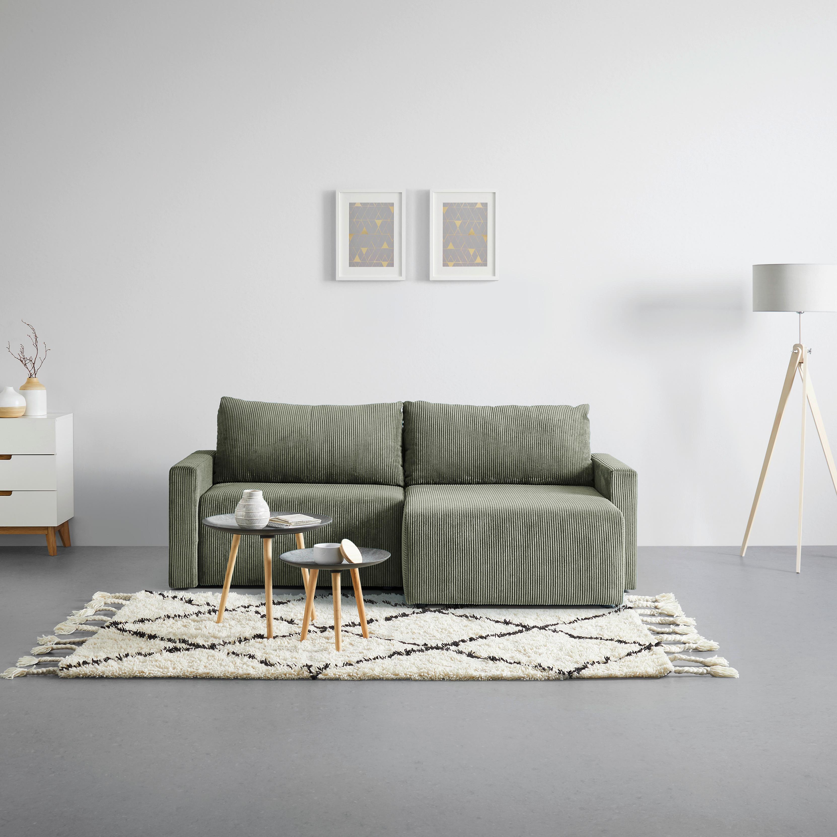 Ecksofa Dios Olivgrün - Schwarz/Olivgrün, MODERN, Holz/Kunststoff (228/91/146cm) - Based