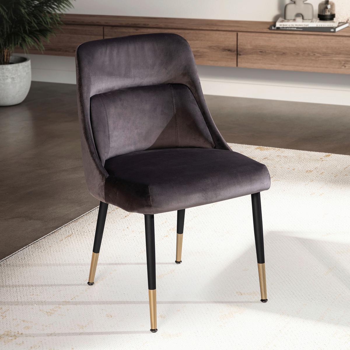 STUHL WL6.996 - Goldfarben/Schwarz, Design, Textil/Metall (49/85/56cm) - Livetastic