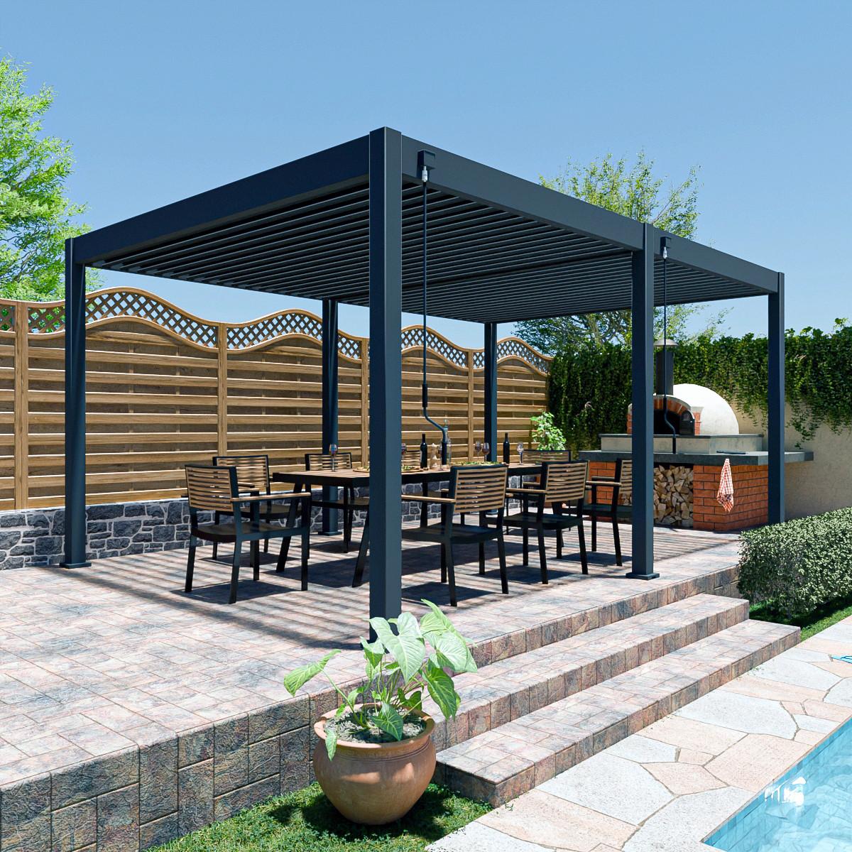 Pergola Superior, Antracit, 3x6m - barve grafita, Basics, kovina (300/255/600cm) - Gardenson