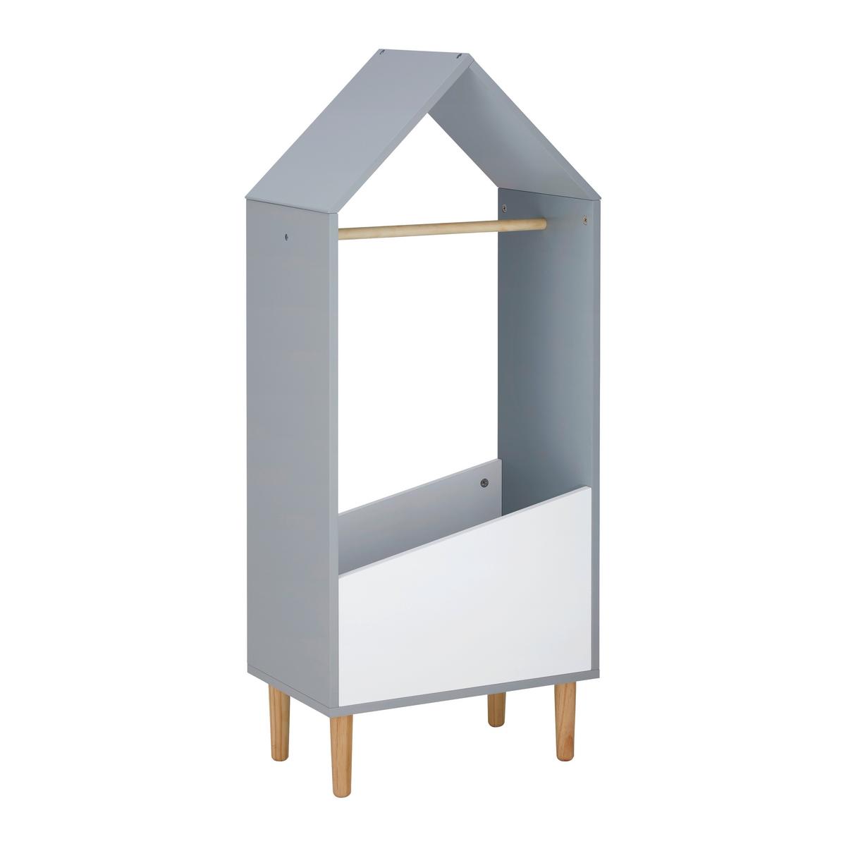 Kinderkleiderschrank Adelia Weiß/Grau ca. 48x116x30 cm - Weiß/Grau, MODERN (48/116/30cm) - Bessagi Kids