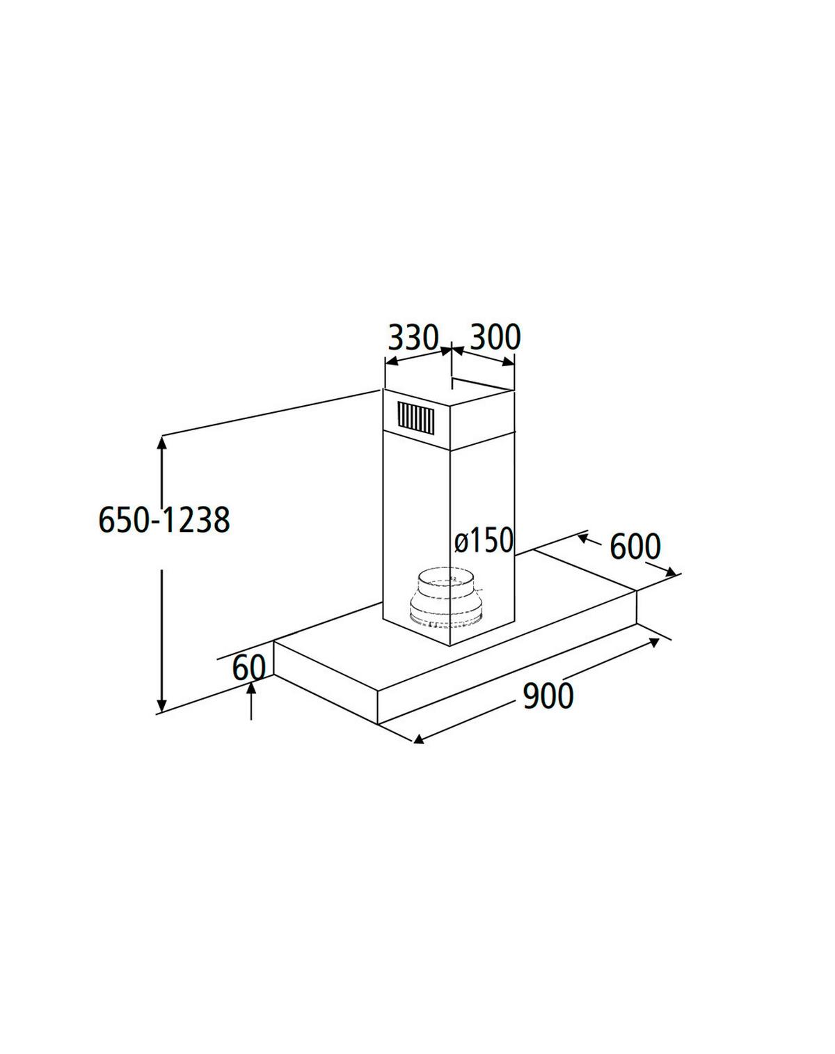 Dunstabzugshaube 50355 Edelstahlfarben - Edelstahlfarben/Schwarz, Trend, Metall (90/123,8/60cm) - PKM